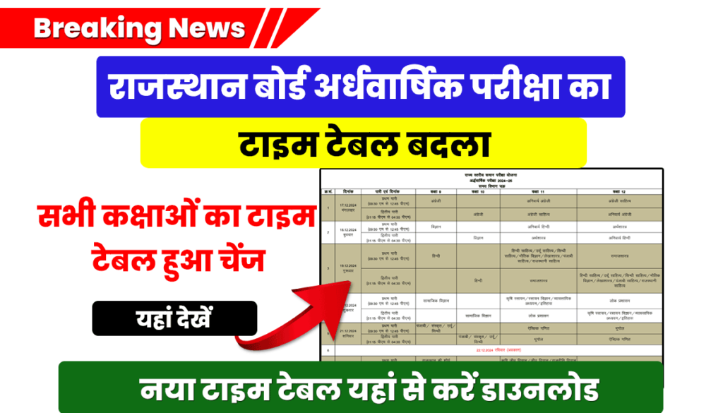 RBSE Half Yearly New Time Table 2024